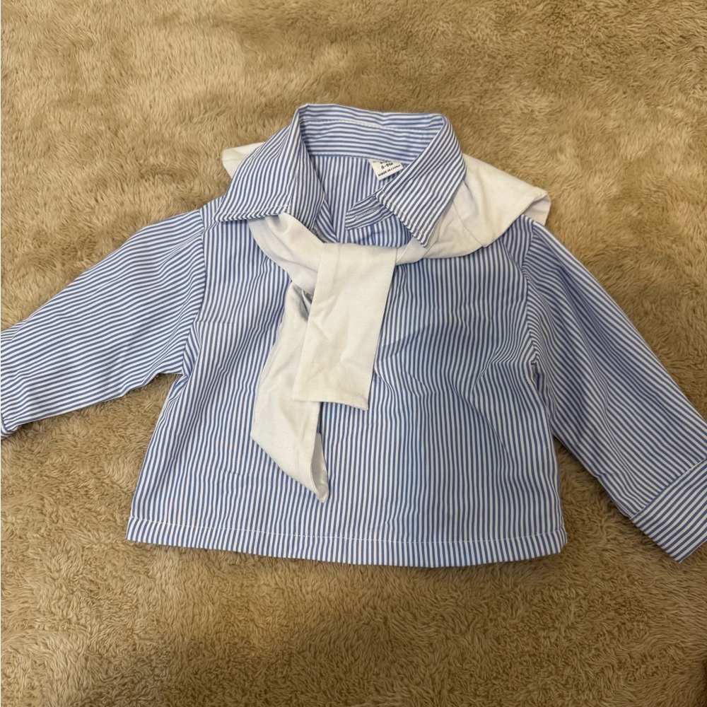 SHEIN Blue and White Button Down Shirt